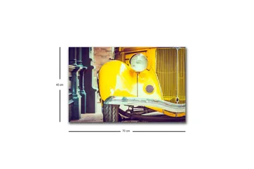 Canvastavla med LED-belysning - Klassisk gul bil med retrodesign - Gul / Svart / Grå - Inredning - Tavlor & posters - Canvastavla