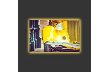 Canvastavla med LED-belysning - Klassisk gul bil med retrodesign - Gul / Svart / Grå - Inredning - Tavlor & posters - Canvastavla