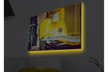 Canvastavla med LED-belysning - Klassisk gul bil med retrodesign - Gul / Svart / Grå - Inredning - Tavlor & posters - Canvastavla