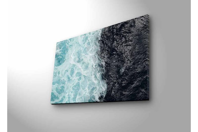 Canvastavla med LED-belysning - Kontrast mellan turkosa vågor och djup svart havsyta - Turkos / Svart - Inredning - Tavlor & posters - Canvastavla