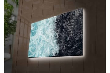 Canvastavla med LED-belysning - Kontrast mellan turkosa vågor och djup svart havsyta - Turkos / Svart - Inredning - Tavlor & posters - Canvastavla