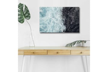 Canvastavla med LED-belysning - Kontrast mellan turkosa vågor och djup svart havsyta - Turkos / Svart - Inredning - Tavlor & posters - Canvastavla