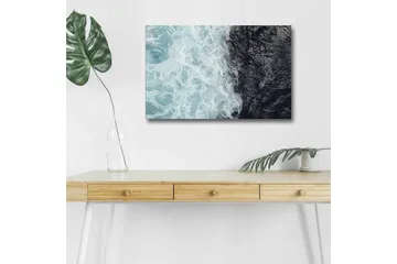 Canvastavla med LED-belysning - Kontrast mellan turkosa vågor och djup svart havsyta - Turkos / Svart - Inredning - Tavlor & posters - Canvastavla