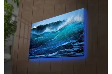 Canvastavla med LED-belysning - Kraftfull havsvåg med skummande toppar - Mörkblå / Turkos / Vit - Inredning - Tavlor & posters - Canvastavla