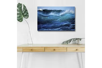 Canvastavla med LED-belysning - Kraftfull havsvåg med skummande toppar - Mörkblå / Turkos / Vit - Inredning - Tavlor & posters - Canvastavla