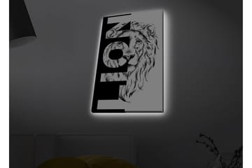 Canvastavla med LED-belysning - Lejonhuvud med grafiska element - Svart / Vitt - Inredning - Tavlor & posters - Canvastavla