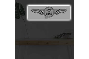 Canvastavla med LED-belysning - Logotyp med vingar och NASA-motiv - Svart / Grå - Inredning - Tavlor & posters - Canvastavla