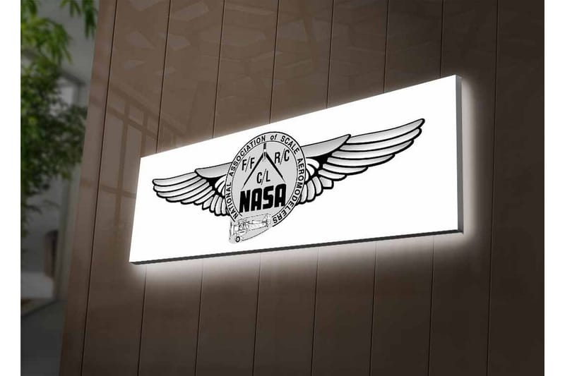 Canvastavla med LED-belysning - Logotyp med vingar och NASA-motiv - Svart / Grå - Inredning - Tavlor & posters - Canvastavla