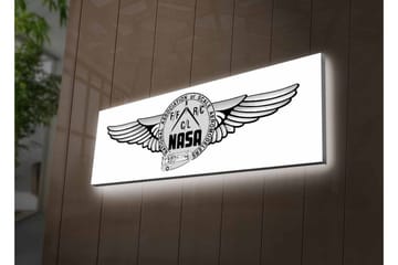 Canvastavla med LED-belysning - Logotyp med vingar och NASA-motiv - Svart / Grå - Inredning - Tavlor & posters - Canvastavla
