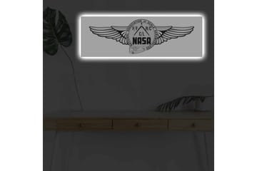 Canvastavla med LED-belysning - Logotyp med vingar och NASA-motiv - Svart / Grå - Inredning - Tavlor & posters - Canvastavla
