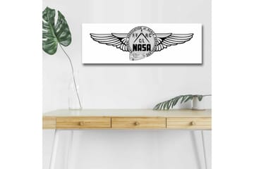 Canvastavla med LED-belysning - Logotyp med vingar och NASA-motiv - Svart / Grå - Inredning - Tavlor & posters - Canvastavla