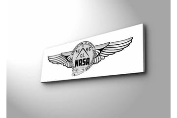 Canvastavla med LED-belysning - Logotyp med vingar och NASA-motiv - Svart / Grå - Inredning - Tavlor & posters - Canvastavla