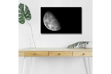 Canvastavla med LED-belysning - Månens detaljerade yta mot en svart bakgrund - Grå / Svart - Inredning - Tavlor & posters - Canvastavla