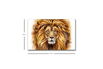 Canvastavla med LED-belysning - Majestätisk lejonhuvud med detaljerad man och uttrycksfulla ögon - Guld / Brun / Beige - Inredning - Tavlor & posters - Canvastavla