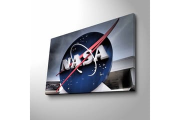 Canvastavla med LED-belysning - NASA:s ikoniska logotyp med en blå cirkel och röd bana - Blå / Röd / Vit - Inredning - Tavlor & posters - Canvastavla