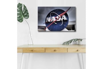 Canvastavla med LED-belysning - NASA:s ikoniska logotyp med en blå cirkel och röd bana - Blå / Röd / Vit - Inredning - Tavlor & posters - Canvastavla