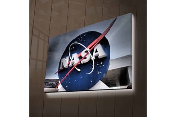 Canvastavla med LED-belysning - NASA:s ikoniska logotyp med en blå cirkel och röd bana - Blå / Röd / Vit - Inredning - Tavlor & posters - Canvastavla