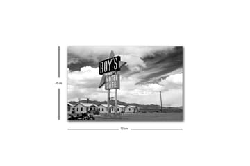 Canvastavla med LED-belysning - Nostalgisk skylt från ett motell i en ökenlandskap - Svart / Vitt / Grått - Inredning - Tavlor & posters - Canvastavla