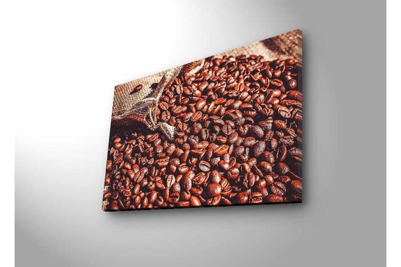 Canvastavla med LED-belysning - Rika kaffebönor i en naturlig miljö - Mörkbrun / Ljusbrun - Inredning - Tavlor & posters - Canvastavla