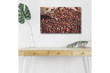 Canvastavla med LED-belysning - Rika kaffebönor i en naturlig miljö - Mörkbrun / Ljusbrun - Inredning - Tavlor & posters - Canvastavla