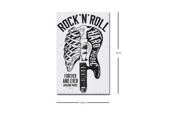 Canvastavla med LED-belysning - Rock'n'roll-gitarr med skelettmotiv - Svart / Vit - Inredning - Tavlor & posters - Canvastavla