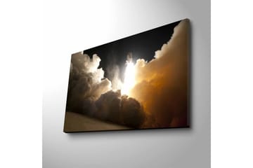 Canvastavla med LED-belysning - Rymdfärja som lyfter genom moln av rök och ånga - Mörkgrå / Orange / Vit - Inredning - Tavlor & posters - Canvastavla