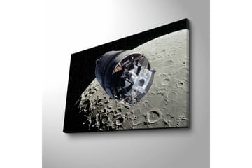 Canvastavla med LED-belysning - Rymdfarkost i omloppsbana runt månen - Grå / Svart / Silver - Inredning - Tavlor & posters - Canvastavla