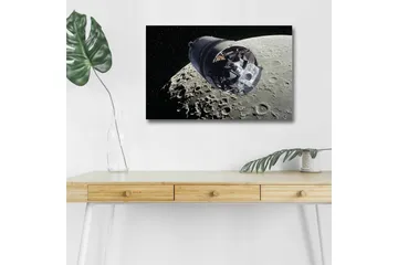 Canvastavla med LED-belysning - Rymdfarkost i omloppsbana runt månen - Grå / Svart / Silver - Inredning - Tavlor & posters - Canvastavla