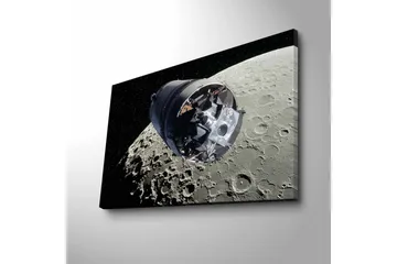 Canvastavla med LED-belysning - Rymdfarkost i omloppsbana runt månen - Grå / Svart / Silver - Inredning - Tavlor & posters - Canvastavla