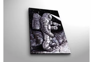 Canvastavla med LED-belysning - Rymdutforskare i en stjärnspäckad miljö - Svart / Grå / Vit - Inredning - Tavlor & posters - Canvastavla