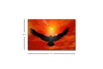 Canvastavla med LED-belysning - Silhuett av en örn som flyger mot en solnedgång i starka färger - Röd / Svart / Orange - Inredning - Tavlor & posters - Canvastavla