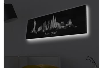 Canvastavla med LED-belysning - Silhuett av New Yorks skyline i svart och vitt - Svart / Vitt - Inredning - Tavlor & posters - Canvastavla
