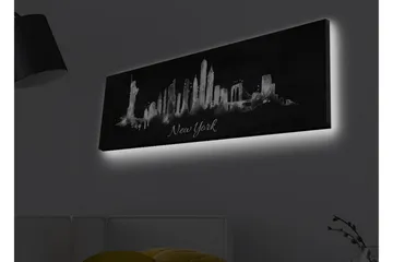 Canvastavla med LED-belysning - Silhuett av New Yorks skyline i svart och vitt - Svart / Vitt - Inredning - Tavlor & posters - Canvastavla