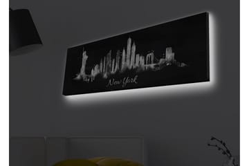 Canvastavla med LED-belysning - Silhuett av New Yorks skyline i svart och vitt - Svart / Vitt - Inredning - Tavlor & posters - Canvastavla