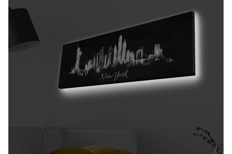 Canvastavla med LED-belysning - Silhuett av New Yorks skyline i svart och vitt - Svart / Vitt - Inredning - Tavlor & posters - Canvastavla