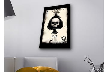 Canvastavla med LED-belysning - Skalle i spaderform med mörka inslag - Svart / Vit / Grå - Inredning - Tavlor & posters - Canvastavla