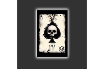 Canvastavla med LED-belysning - Skalle i spaderform med mörka inslag - Svart / Vit / Grå - Inredning - Tavlor & posters - Canvastavla