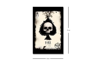 Canvastavla med LED-belysning - Skalle i spaderform med mörka inslag - Svart / Vit / Grå - Inredning - Tavlor & posters - Canvastavla