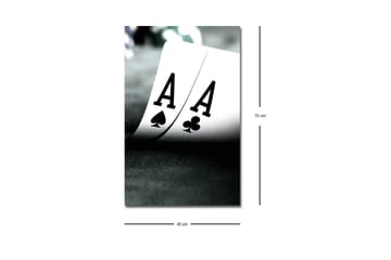 Canvastavla med LED-belysning - Spelkort med två ess i fokus - Svart / Vit / Grön - Inredning - Tavlor & posters - Canvastavla