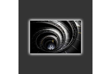 Canvastavla med LED-belysning - Spiralerande trappa med eleganta detaljer - Svart / Grå / Gul - Inredning - Tavlor & posters - Canvastavla