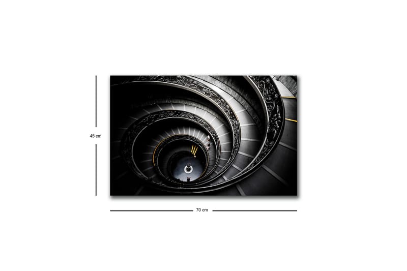Canvastavla med LED-belysning - Spiralerande trappa med eleganta detaljer - Svart / Grå / Gul - Inredning - Tavlor & posters - Canvastavla