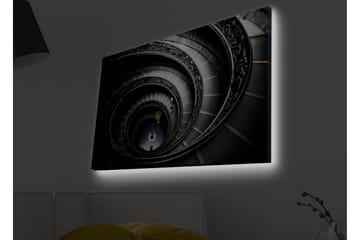 Canvastavla med LED-belysning - Spiralerande trappa med eleganta detaljer - Svart / Grå / Gul - Inredning - Tavlor & posters - Canvastavla