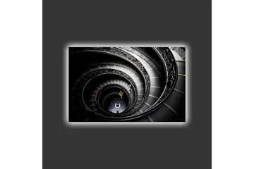 Canvastavla med LED-belysning - Spiralerande trappa med eleganta detaljer - Svart / Grå / Gul - Inredning - Tavlor & posters - Canvastavla