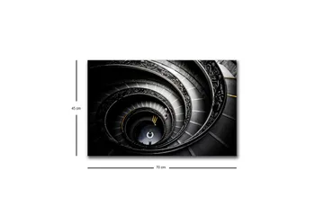 Canvastavla med LED-belysning - Spiralerande trappa med eleganta detaljer - Svart / Grå / Gul - Inredning - Tavlor & posters - Canvastavla