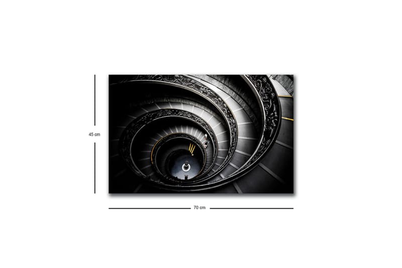 Canvastavla med LED-belysning - Spiralerande trappa med eleganta detaljer - Svart / Grå / Gul - Inredning - Tavlor & posters - Canvastavla
