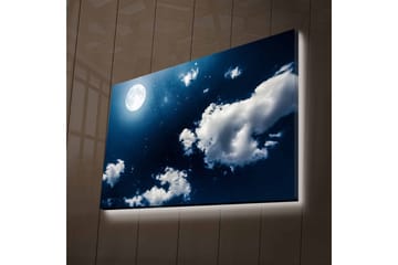 Canvastavla med LED-belysning - Ståtlig rosa träd i en färgglad äng - nan - Inredning - Tavlor & posters - Canvastavla