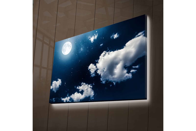 Canvastavla med LED-belysning - Ståtlig rosa träd i en färgglad äng - nan - Inredning - Tavlor & posters - Canvastavla