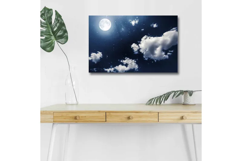 Canvastavla med LED-belysning - Ståtlig rosa träd i en färgglad äng