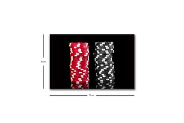 Canvastavla med LED-belysning - Staplar av pokerchips i röd och svart färg - Röd / Svart - Inredning - Tavlor & posters - Canvastavla