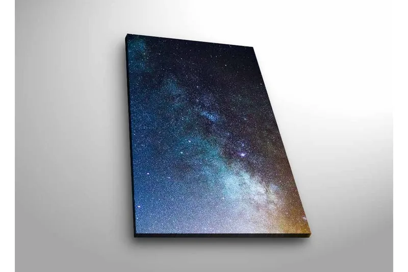 Canvastavla med LED-belysning - Stjärnfull natthimmel med galaxer och stjärnor - Mörkblå / Svart / Ljusblå - Inredning - Tavlor & posters - Canvastavla